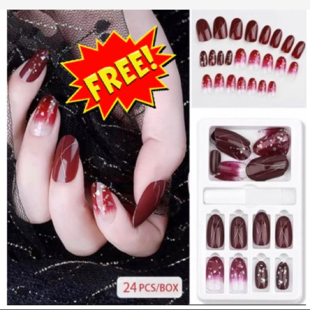3/$35|Radiant Red Artsy Nails FREE nail glue, nail file